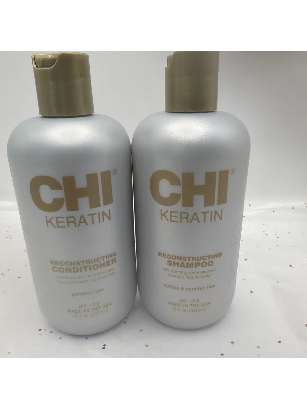 CHI Keratin Shampoo & Conditioner Duo 12oz Set Repair Strength Salon Hair Care